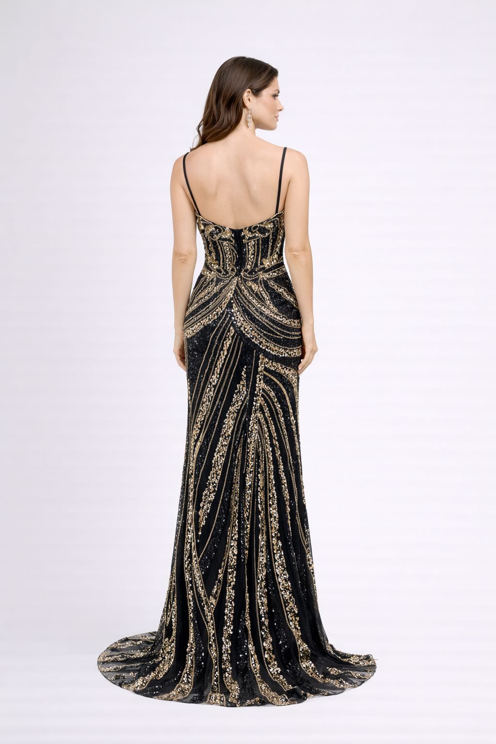 Luxury Black & Gold Beaded Prom Gown with Slit - HF10 Long Dress Hizal Fashions 